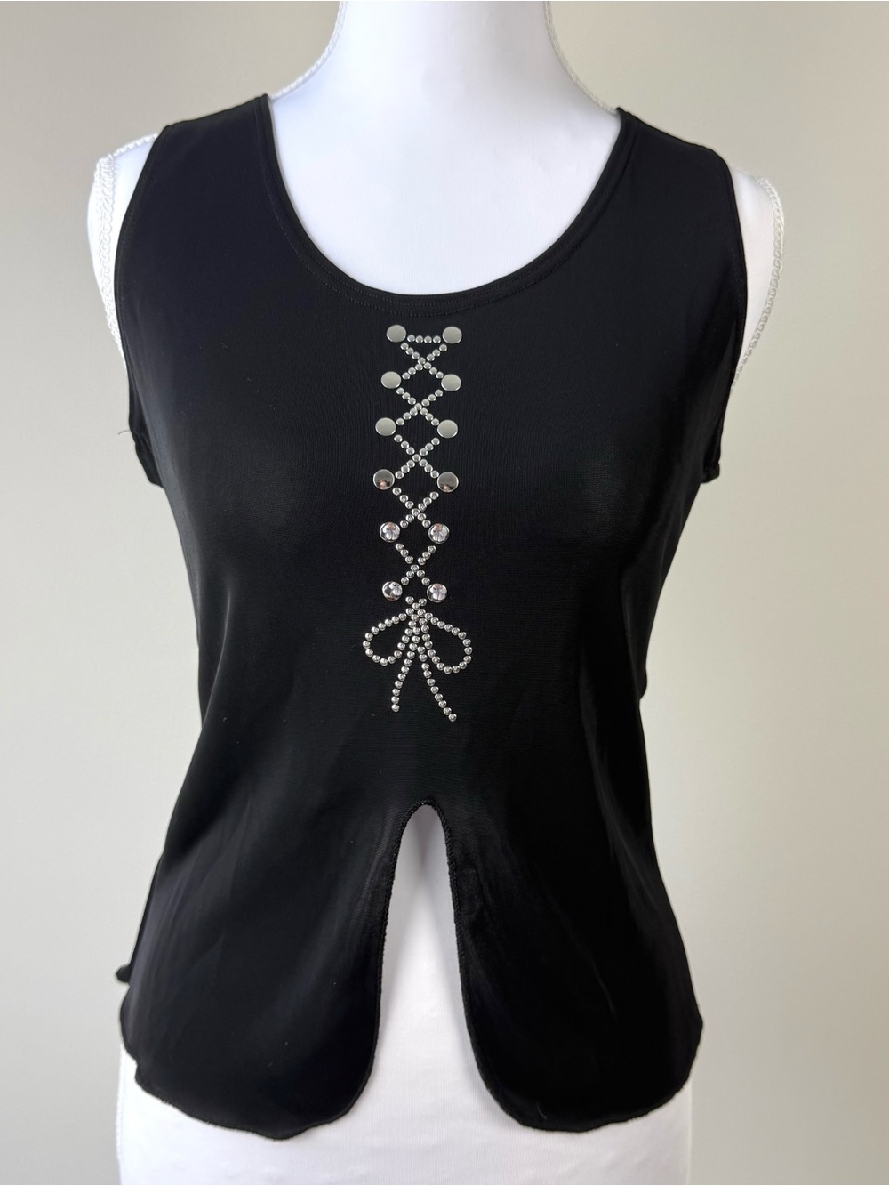 Vintage 5th Fashion USA Lace Up Bow Embellishment Tank Top